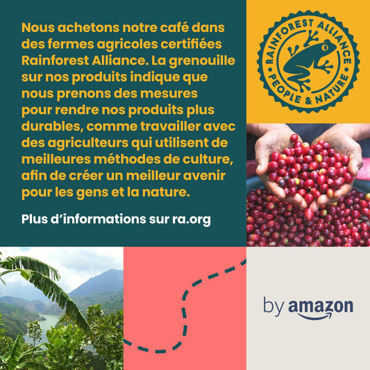 by Amazon Capsules de Café Espresso en Plastique Compatibles Nespresso, Torréfaction Moyenne, 100 Unités (2 Paquets de 50) – Certifiées Rainforest Alliance