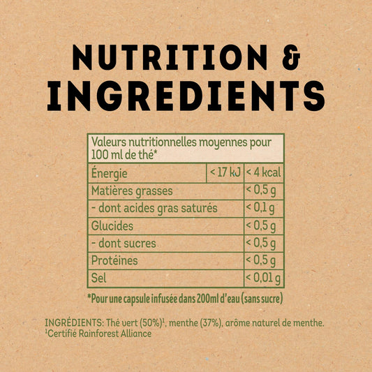 Lipton, Thé Vert, Marrakech Mint Style, Goût Menthe, Fraîcheur, Capsules Compatibles Nespresso, Ingrédients d'Origine 100% Naturelle, 10 Capsules