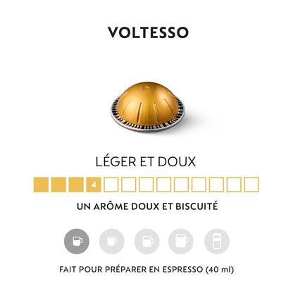Nespresso Vertuo – Bundle 50 Capsules de Café Voltesso – Intensité 4 – Pour Espresso 40 ml – (5 étuis de 10)