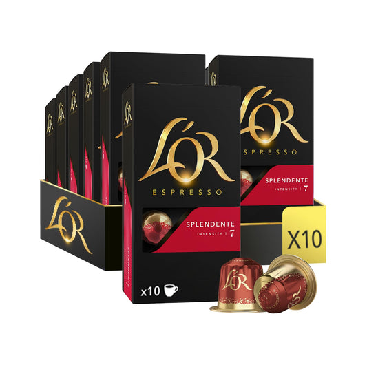 L'Or Espresso Café - 100 Capsules Splendente Intensité 7 - compatibles Nespresso®* (lot de 10 x 10)