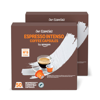 by Amazon Capsules de café Espresso Intenso compatibles Nespresso, Torréfaction Foncée, 100 unité (2 lot de 50) - Certifié Rainforest Alliance