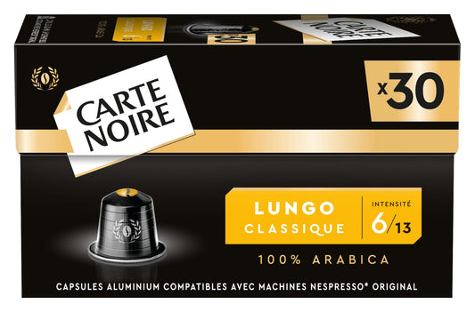 CARTE NOIRE - Assortiment Capsules Café Compatibles Nespresso® - N°6 Lungo, N°7 Classique, N°9 Intense - Café Arabica - Lot de 3 x 30 Capsules Aluminium - Fabriqué en France