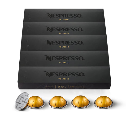 Nespresso Vertuo – Bundle 50 Capsules de Café Voltesso – Intensité 4 – Pour Espresso 40 ml – (5 étuis de 10)